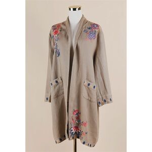 Johnny Was Tan Embroidered Blazer